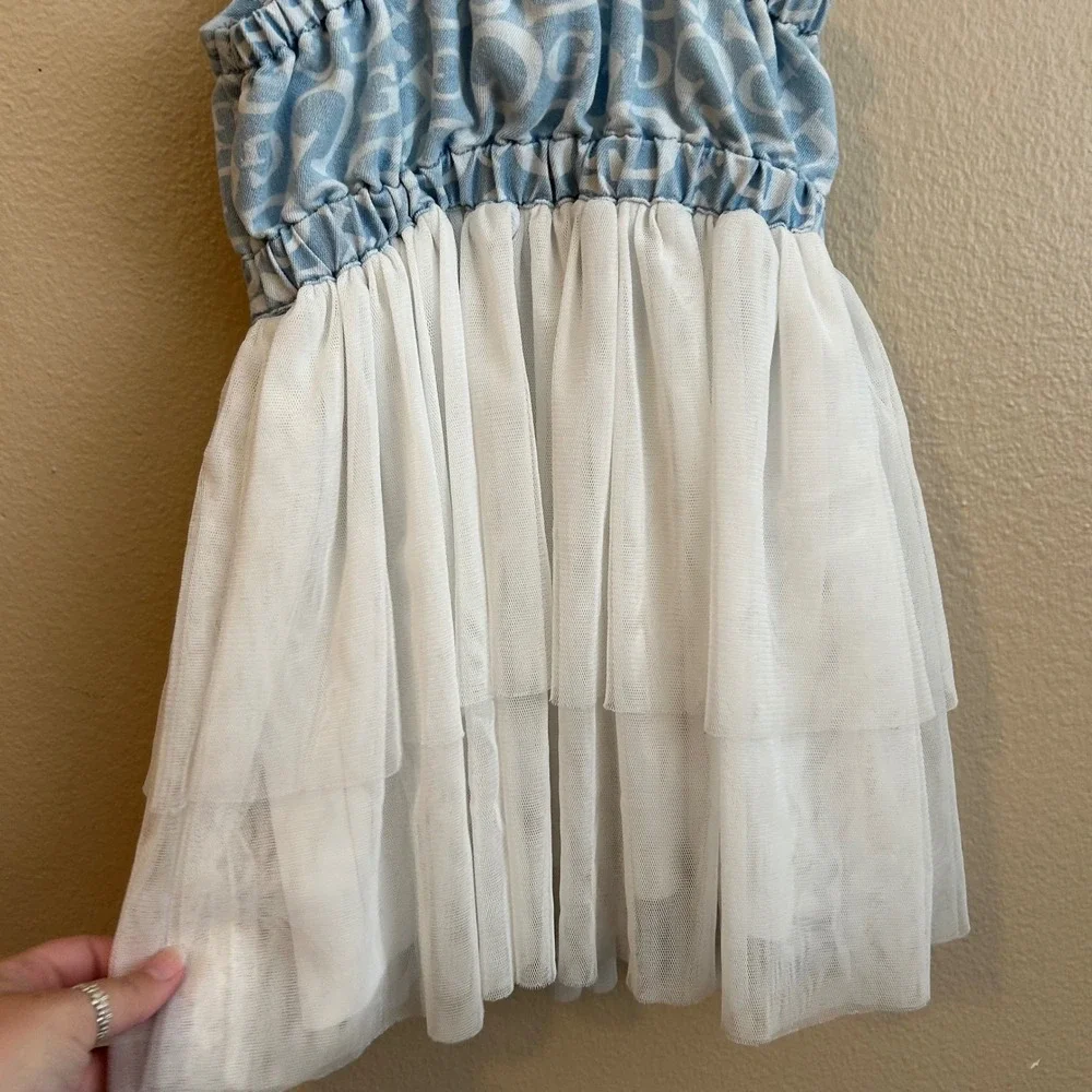 Guess Kids Toddler Dress Denim Tulle Tutu Bow Childs Small Size 4